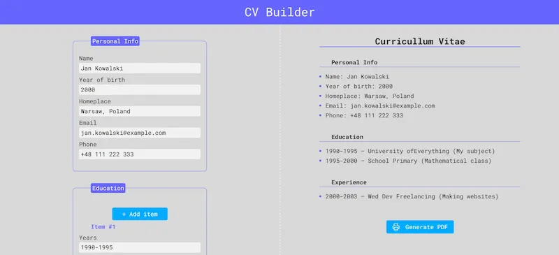CV builder